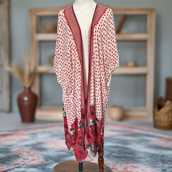 Blank London Aviriska Kimono poppy OS Boho Cottagecore  bl-nk ANTHROPOLOGIE - Picture 4 of 11